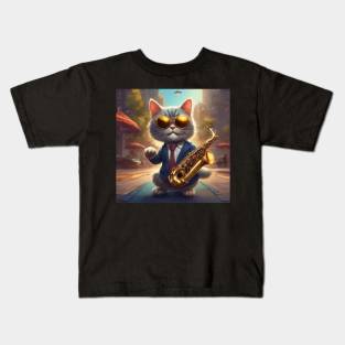 CAT SAXOPHONE 2 Kids T-Shirt